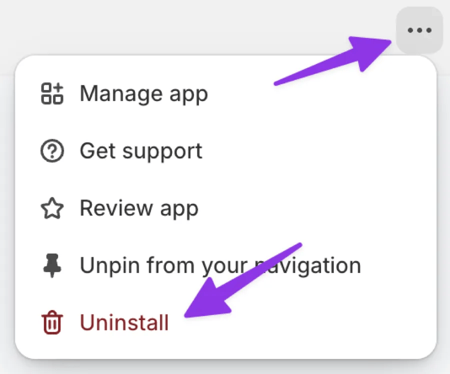 Uninstall app from Shopify