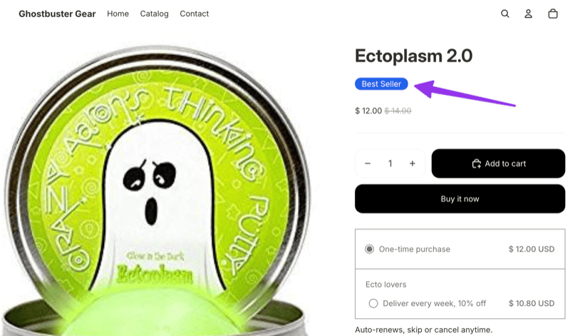 Best Seller badge live on a product page