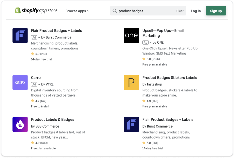 Product badge shopify apps