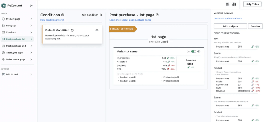 ReConvert targeted upsells