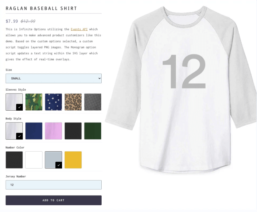 Infine product options