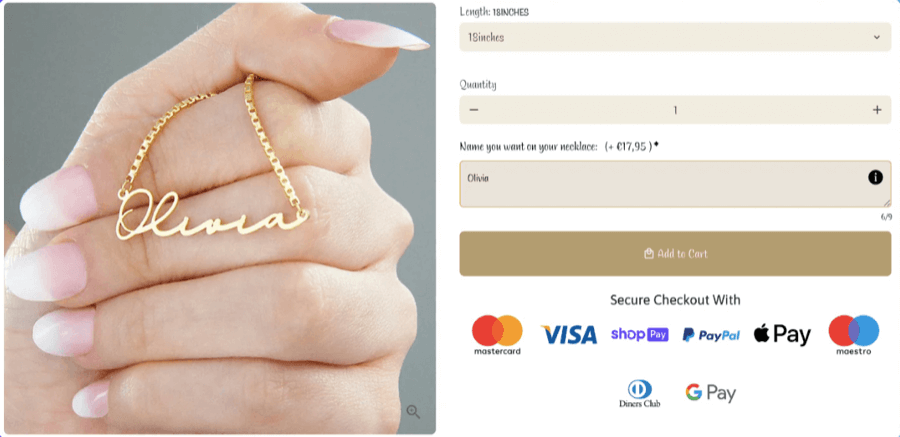 Product page custom field