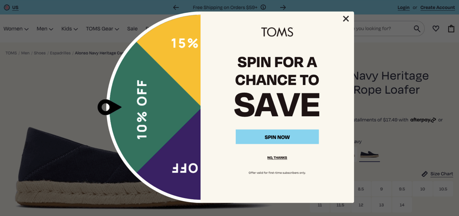 Exit-intent popup example