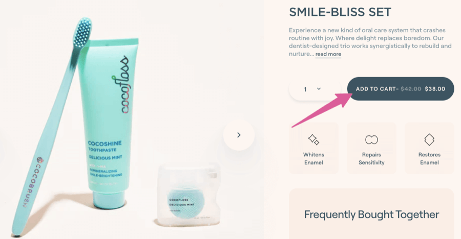 Product page CTA example