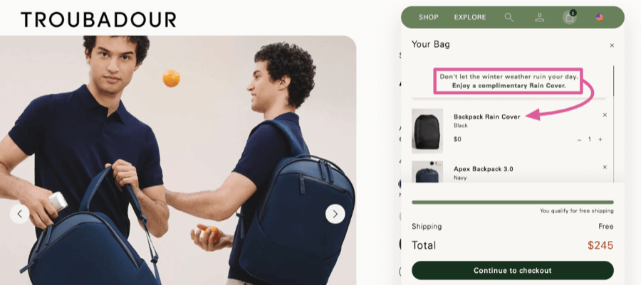 Free gift with purchase example