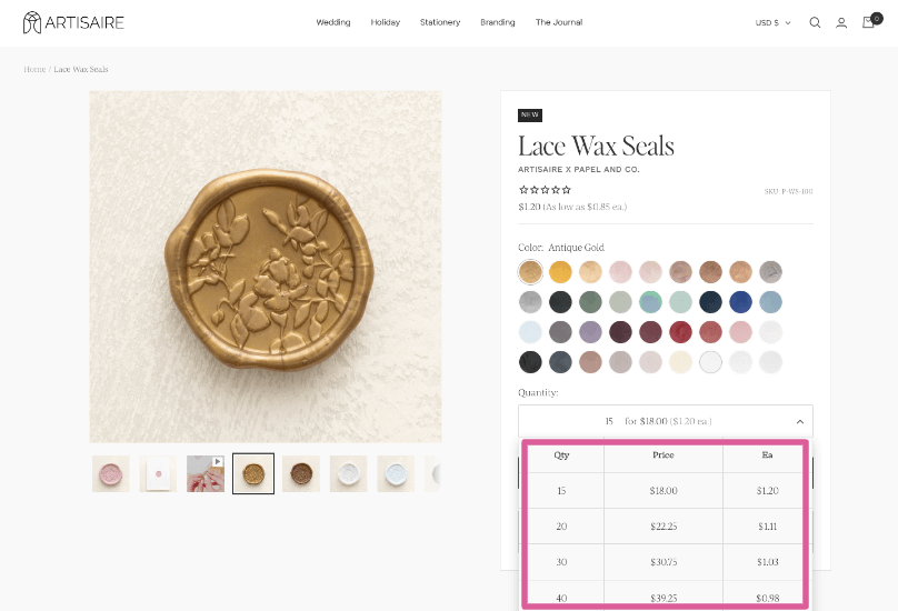 Volume discount example