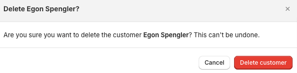 Confirm delete customer