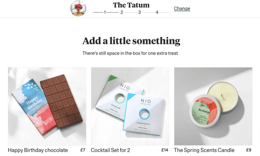 Bloom & Wild cross-sell example