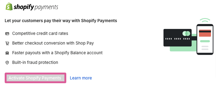 Activate Shopify Payments