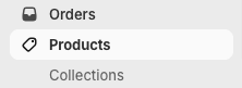 Shopify products menu