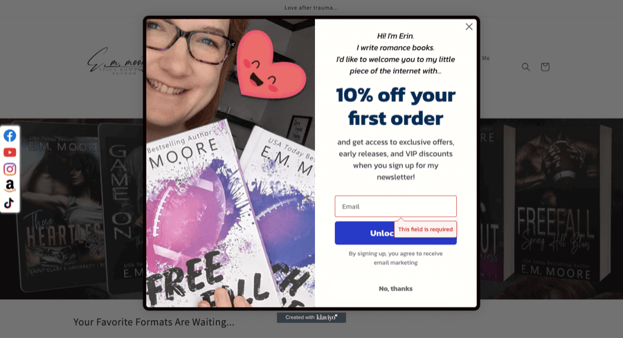 EM Moore books popup example