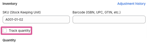 Shopify track quantity