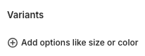 Options size color