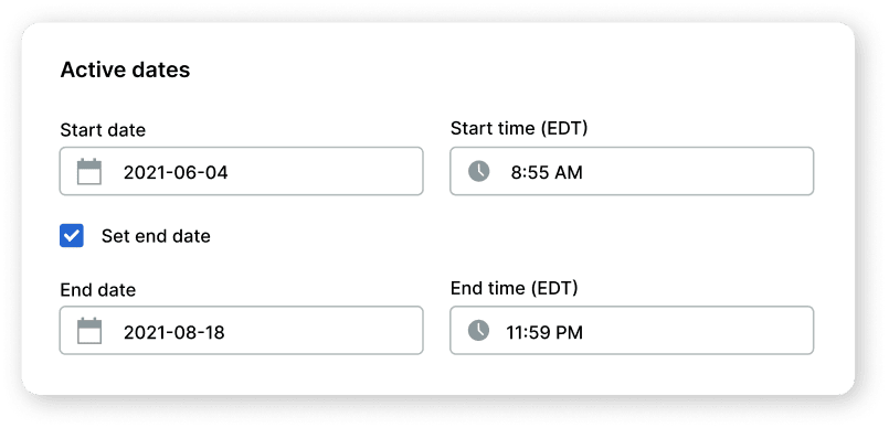 Shopify discount dates