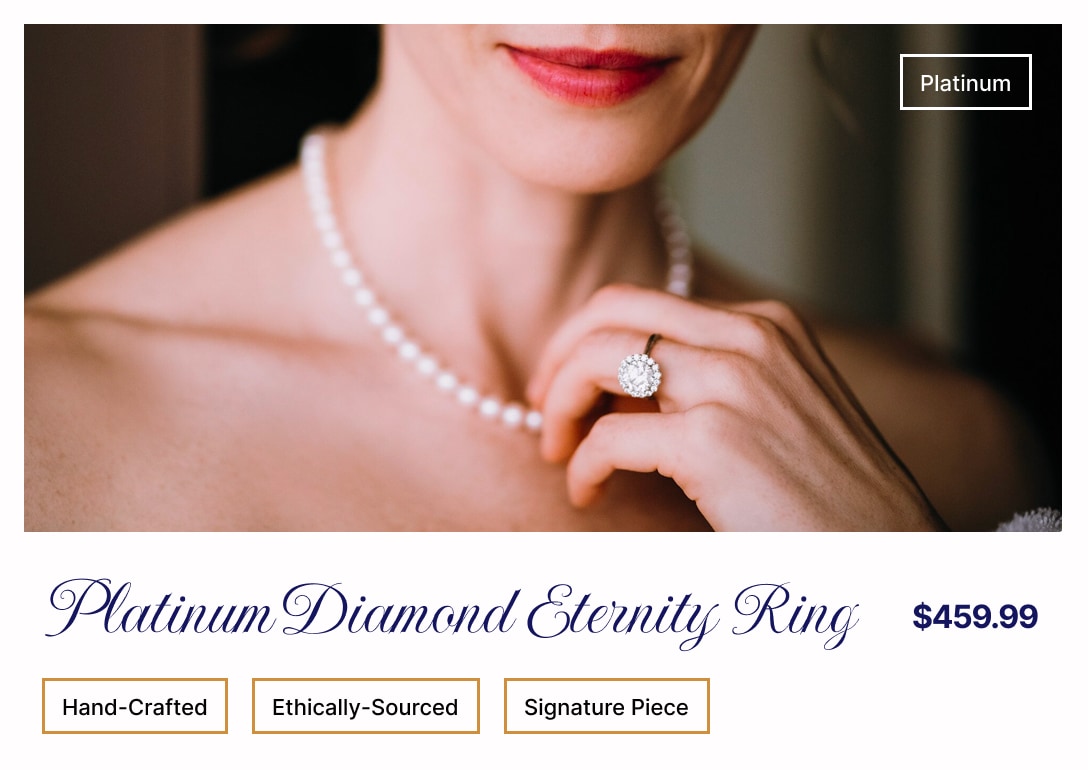 New Collection and Handcrafted badges on jewelry products